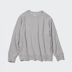 UNIQLO Soft Fleece Crew Neck Long Sleeved T-Shirt Gray | 18LPGFZAE