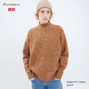 UNIQLO Soufflé Yarn Mock Neck Jumper Oransje | 78MVKHQAY