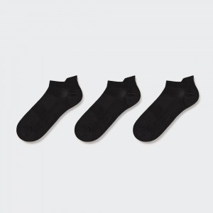 UNIQLO Sports Short Socks Three Pairs Svarte | 43UYWPRJB