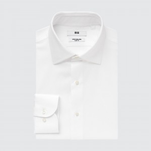 UNIQLO Super Non Iron Slim FiT-Shirt Semi Cutaway Collar Hvite | 41XTEGJLD