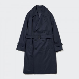 UNIQLO Trench Coat Marineblå | 73SJCWYVI