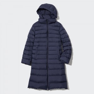 UNIQLO Ultra Light Down Long Coat Marineblå | 29XYGPVME