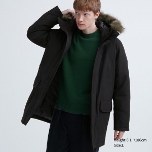 UNIQLO Ultra Warm Hybrid Down Coat Svarte | 43SHCGTFI