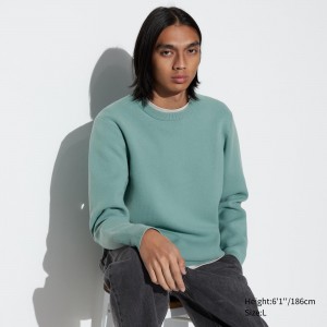 UNIQLO Washable Milano Ribbed Crew Neck Jumper Grønn | 76IZWTEAK