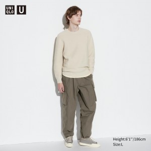 UNIQLO Wide Fit Parachute Cargo Trousers Olivengrønne | 81MBVTYZH