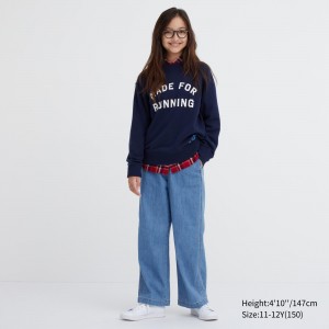 UNIQLO Wide Straight Leg Jeans Blå | 37TYQASEH