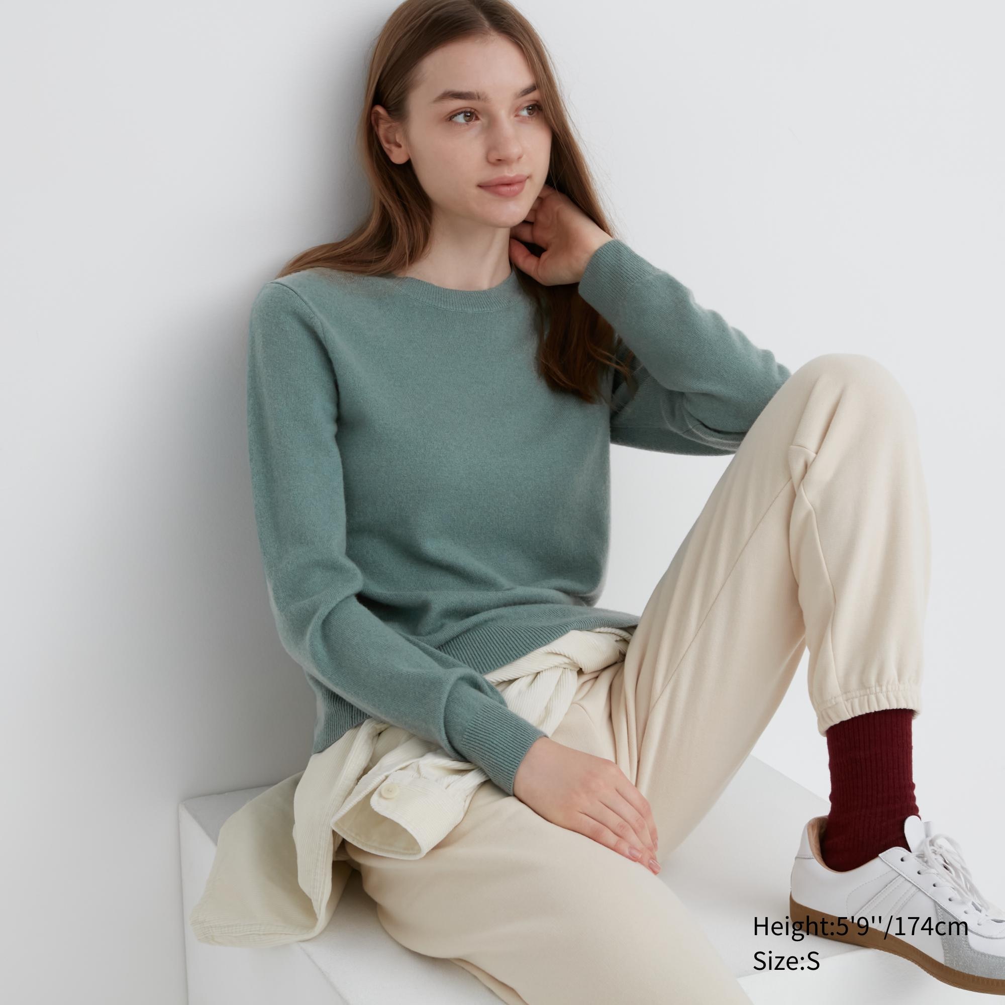 UNIQLO 100pct Cashmere Crew Neck Jumper Grønn | 92DMTJKQU