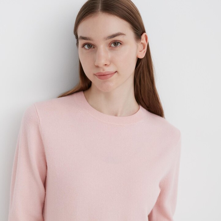 UNIQLO 100pct Cashmere Crew Neck Jumper Beige | 23HIPBDAM