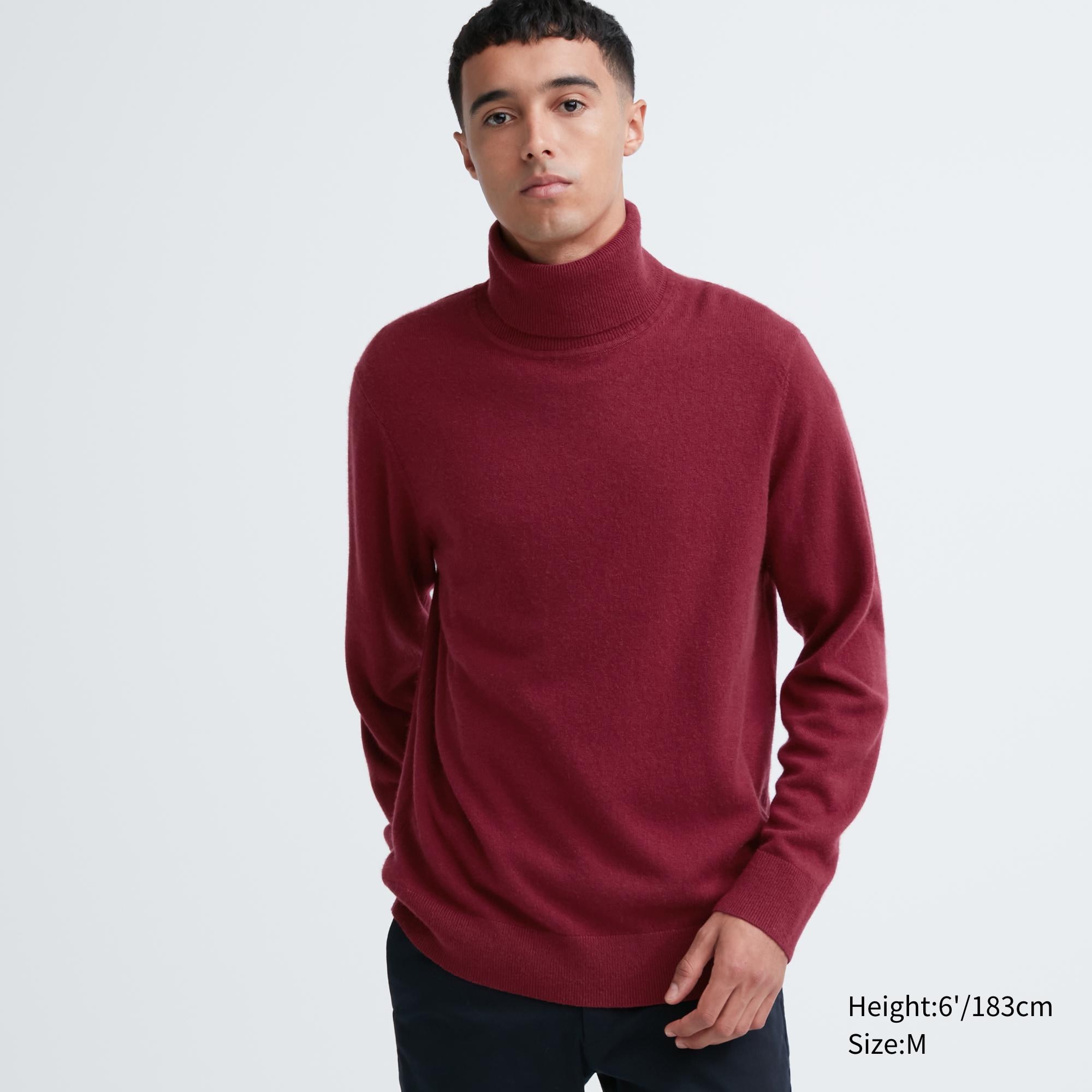 UNIQLO 100pct Cashmere Turtleneck Jumper Wine | 16GIZJWFP