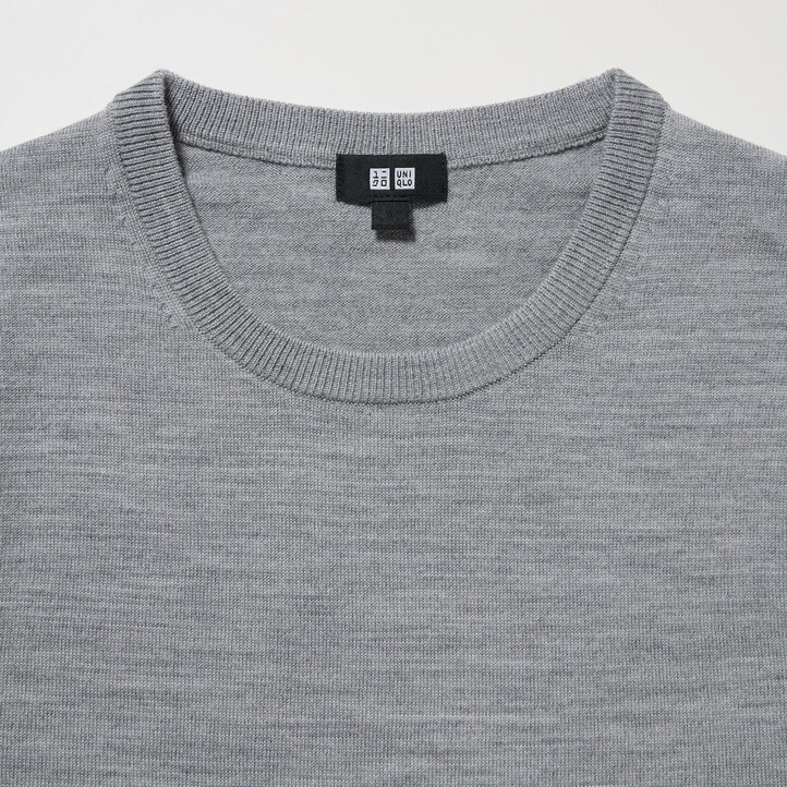 UNIQLO 100pct Extra Fine Merino Crew Neck Jumper Gray | 42JFBCLVU