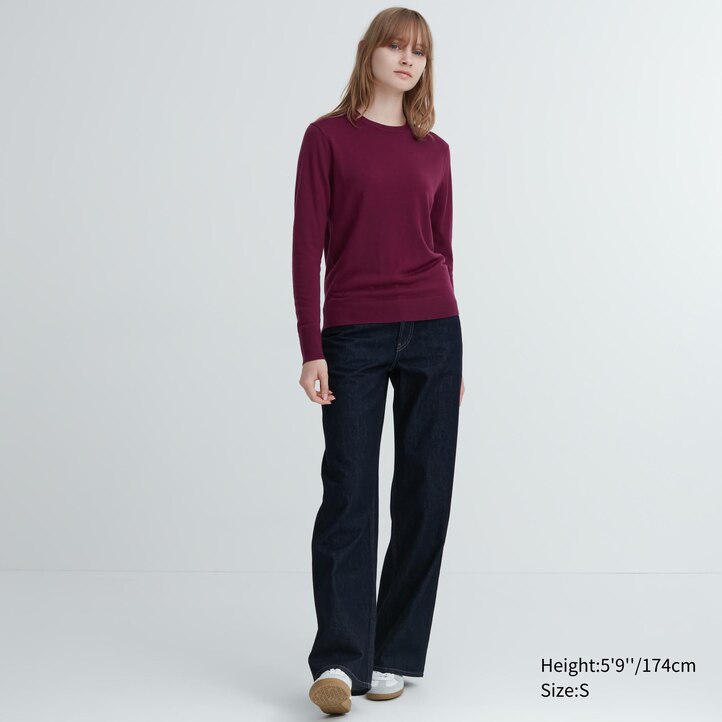 UNIQLO 100pct Extra Fine Merino Crew Neck Jumper Blå | 30LKRJBDG