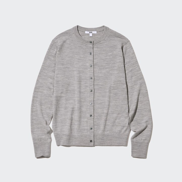 UNIQLO 100pct Extra Fine Merino Crew Neck Cardigan Rød | 95EPLRGVX