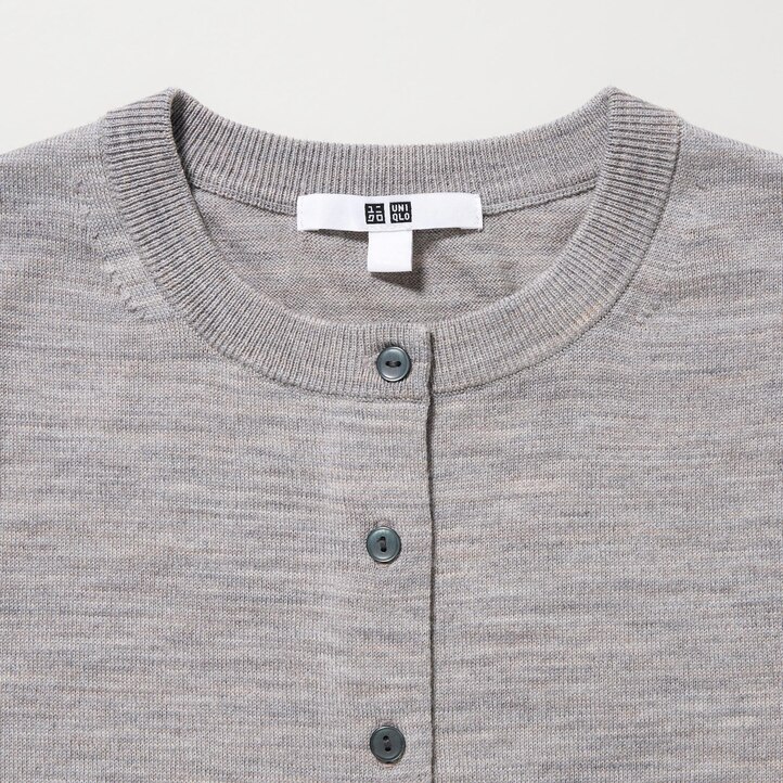 UNIQLO 100pct Extra Fine Merino Crew Neck Cardigan Rød | 95EPLRGVX