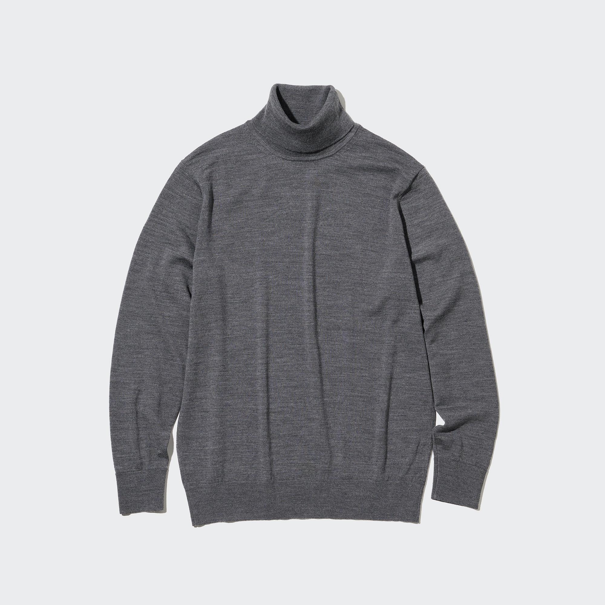 UNIQLO 100pct Extra Fine Merino Turtleneck Jumper Gray | 82COZPMHI