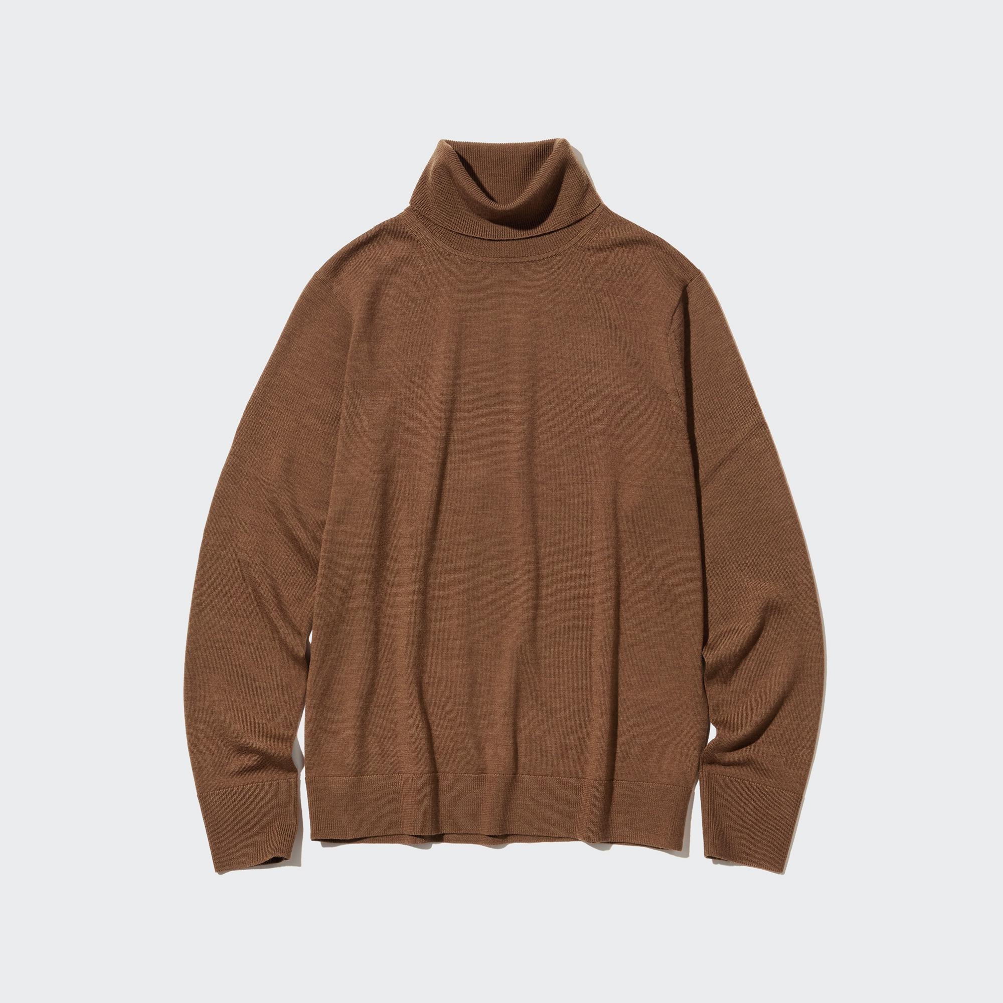 UNIQLO 100pct Extra Fine Merino Turtleneck Jumper Brune | 10ZKYIPRS