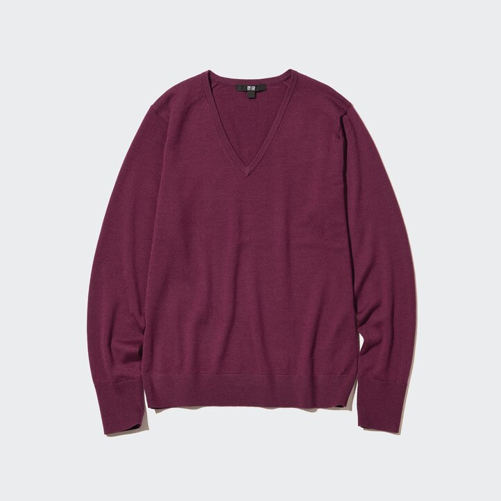 UNIQLO 100pct Extra Fine Merino V Neck Jumper Grønn | 70XBGACOQ