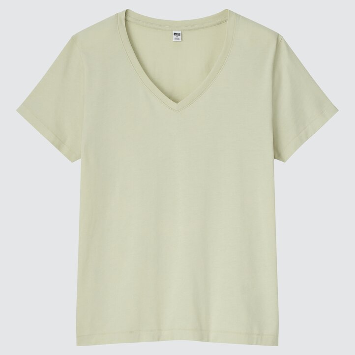 UNIQLO 100pct Supima Cotton V Neck T-Shirt Lyse Grønn | 70YLNSJIO