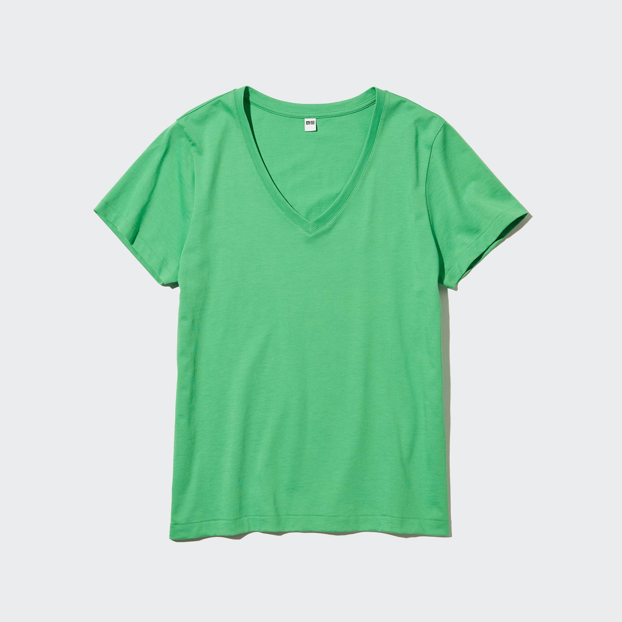 UNIQLO 100pct Supima Cotton V Neck T-Shirt Grønn | 58FKWBCVG