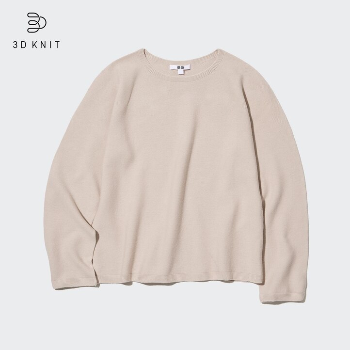 UNIQLO 3d Knit Seamless Cotton Crew Neck Jumper Hvite | 94WQHDSJB