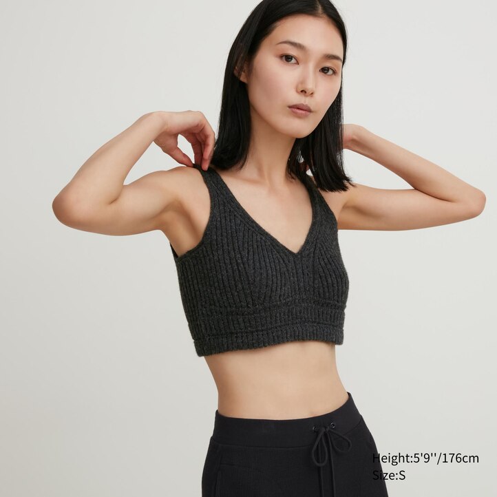 UNIQLO 3d Knit Seamless Ribbed Bra Mørke | 80YPWCJSB