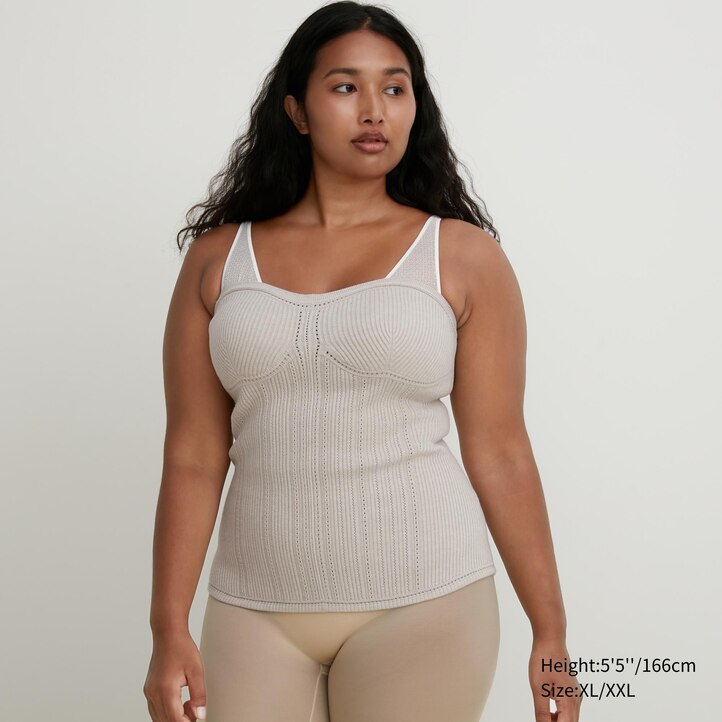 UNIQLO 3d Knit Seamless Soufflé Yarn Ribbed Bustier Natural | 90OVBZFHC