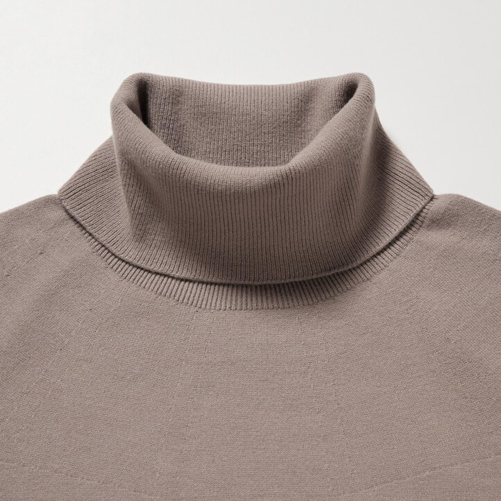 UNIQLO 3d Knit Seamless Soufflé Yarn Turtleneck Jumper Beige | 72LAZKBCP