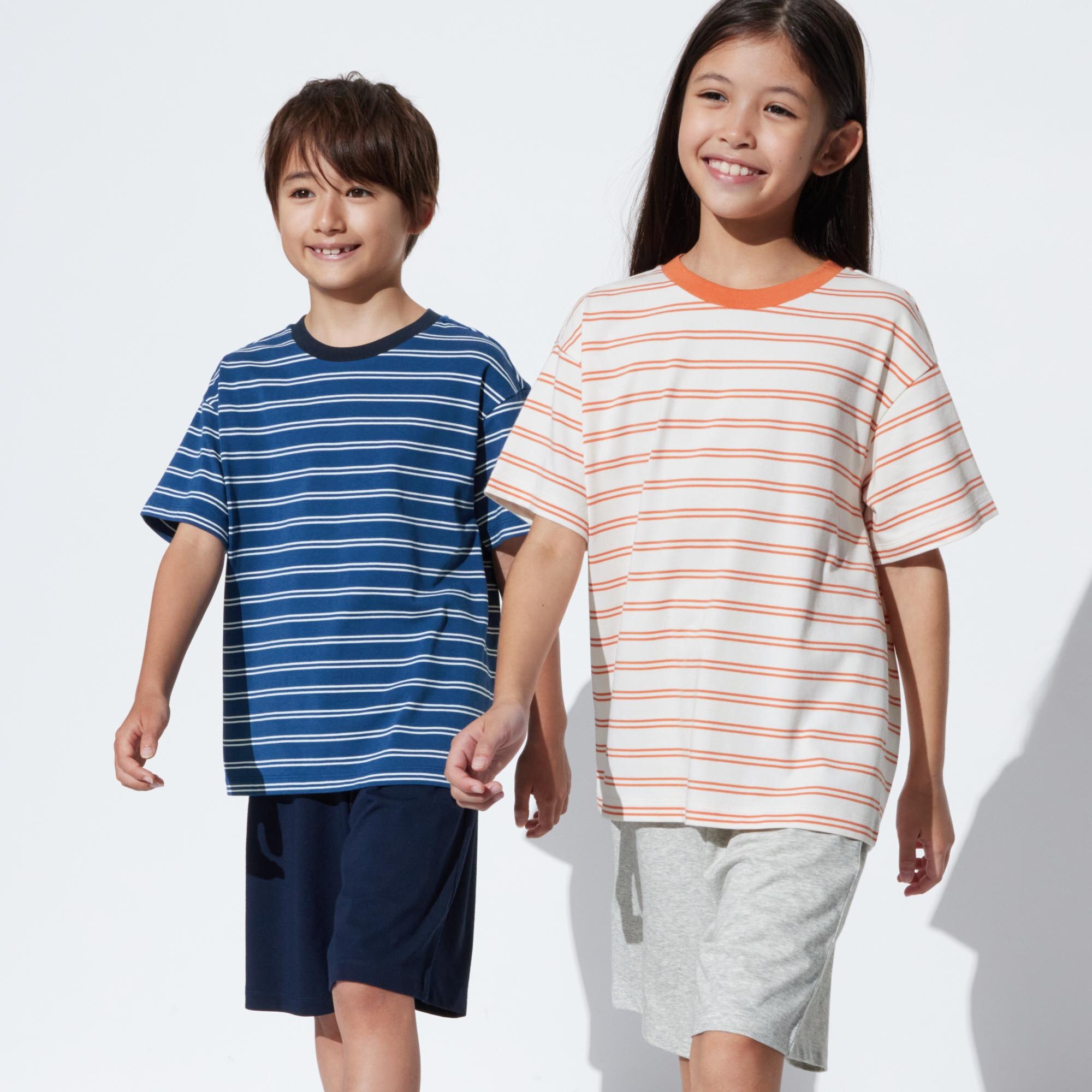 UNIQLO Airism Cotton Blend Striped Lounge Set Marineblå | 79JCDTHGU