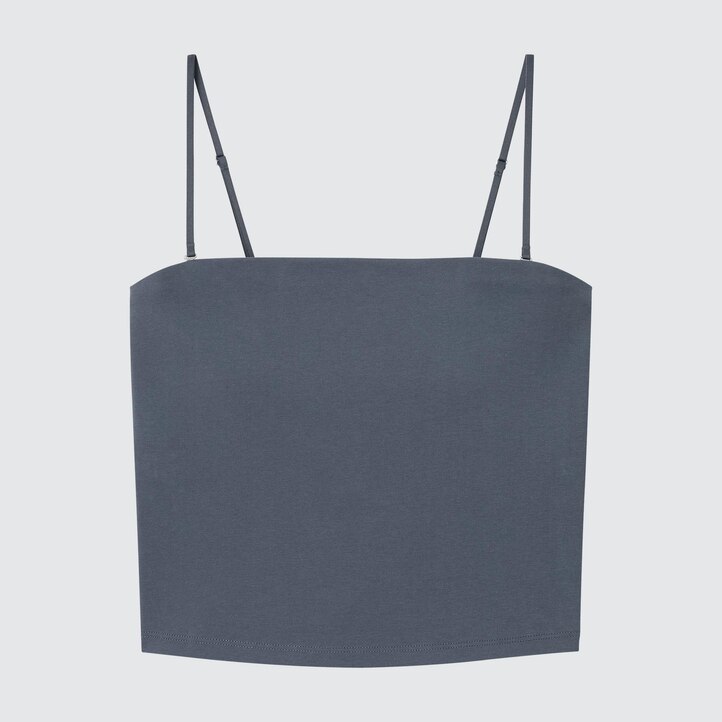 UNIQLO Airism Cotton Cropped Bra Tube Top Gray | 92YEKHGDI