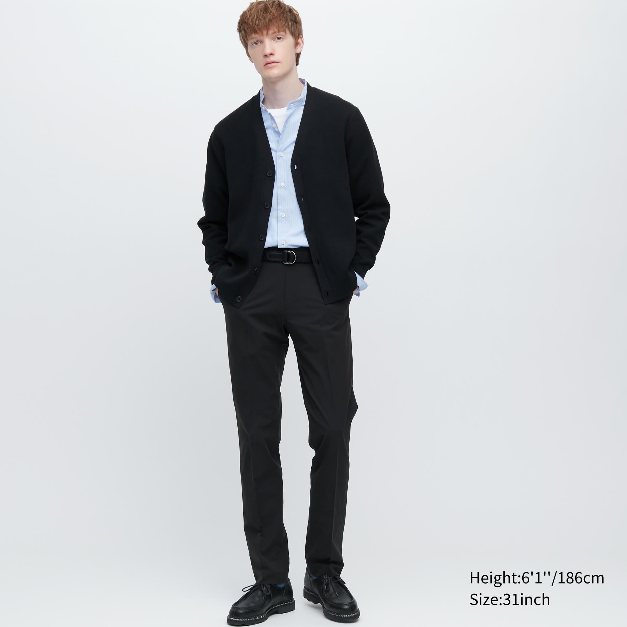 UNIQLO Airsense Ultra Light Cotton Like Trousers Long Svarte | 40EMQACJG