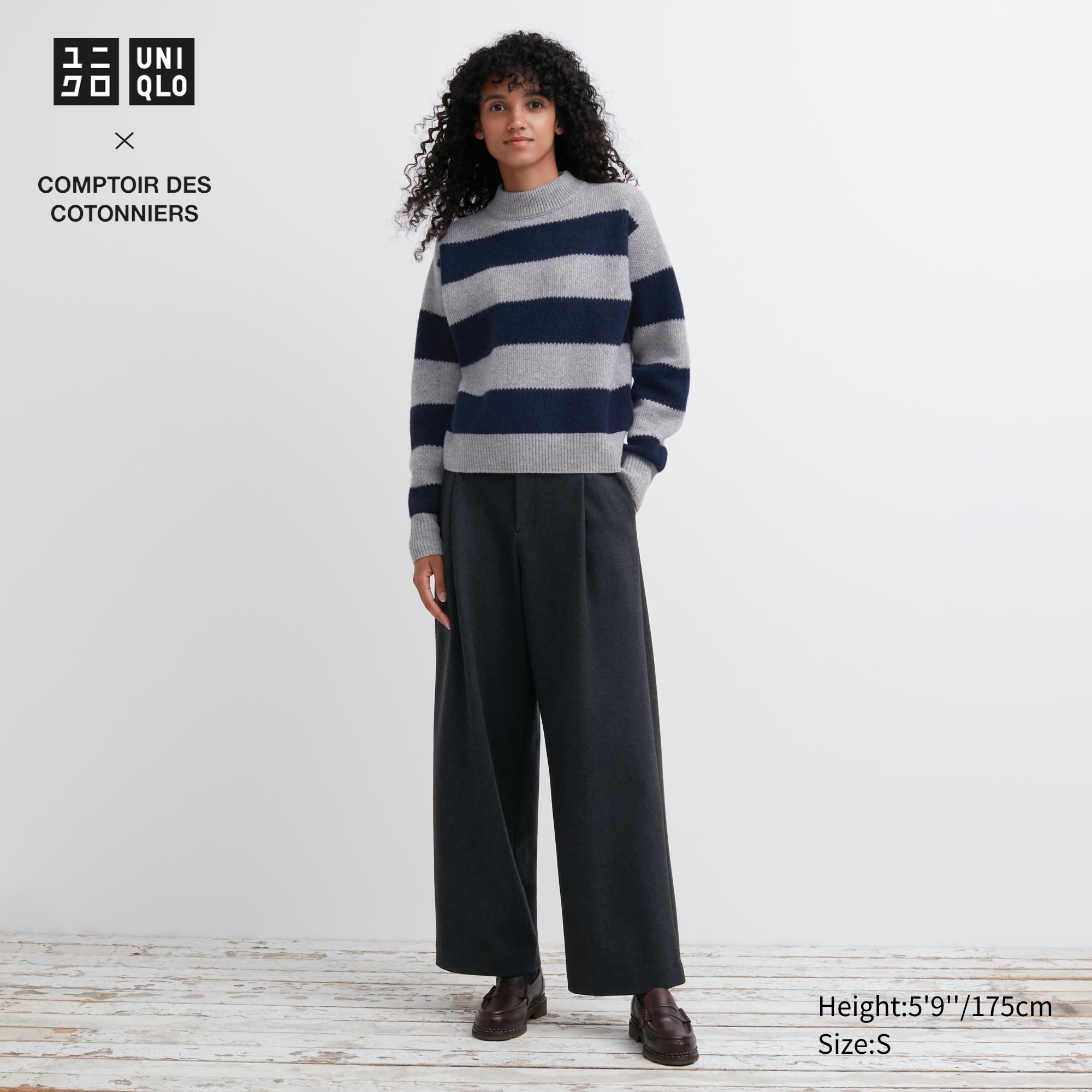 UNIQLO Brushed Jersey Pleated Wide Leg Trousers Short Mørke | 34LOEVAXY