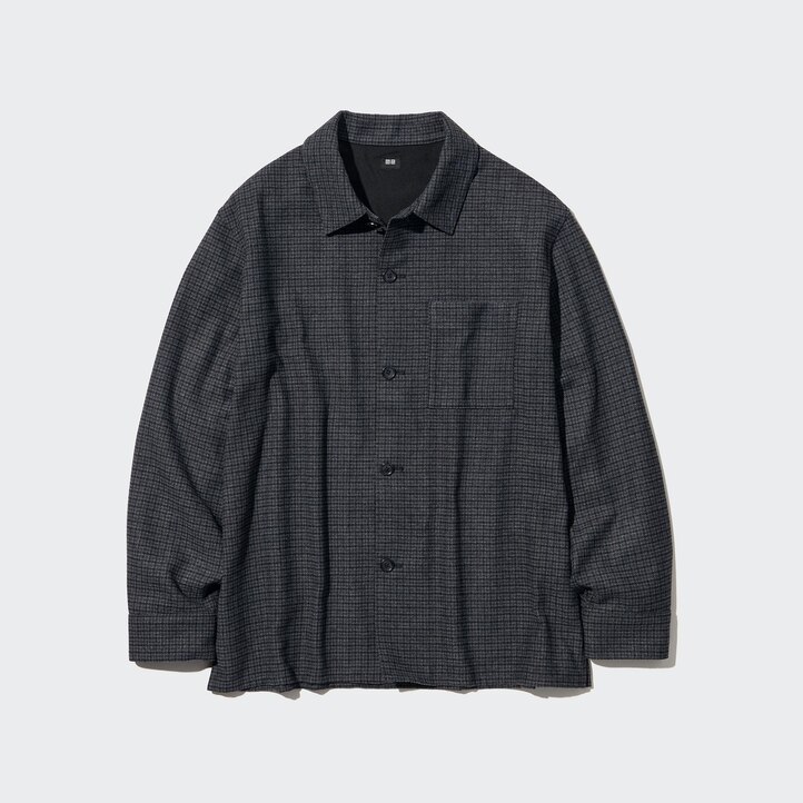 UNIQLO Brushed Twill Checked Long Sleeved Overshirt Mørke | 48DFSQUXG