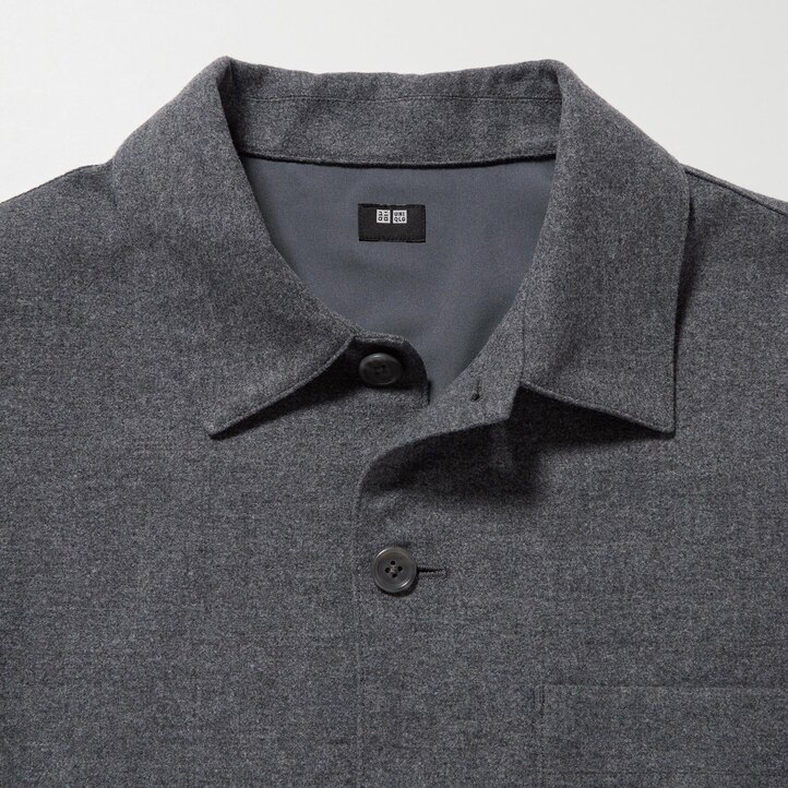 UNIQLO Brushed Twill Overshirt Gray | 15ZKBVGUC