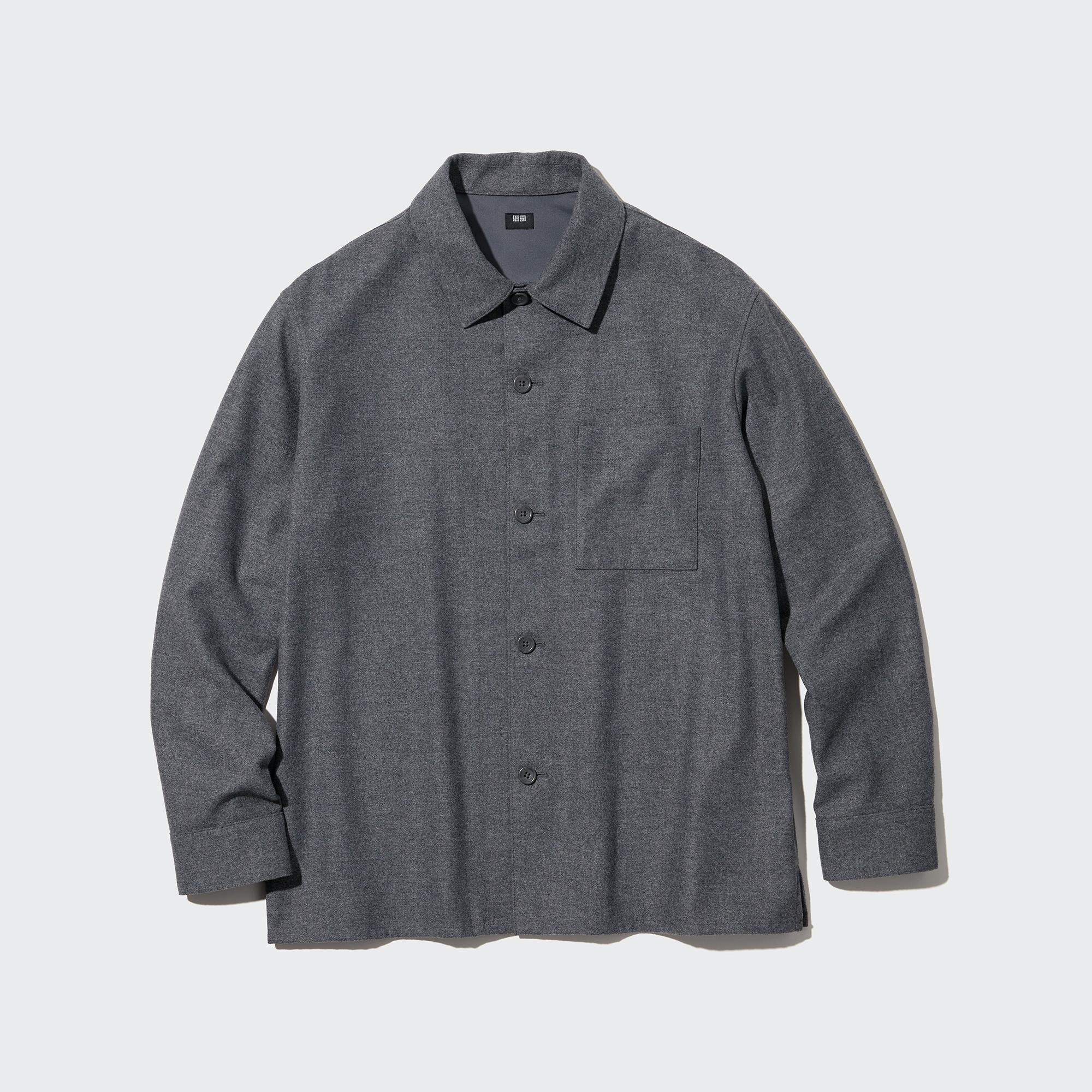 UNIQLO Brushed Twill Overshirt Gray | 15ZKBVGUC