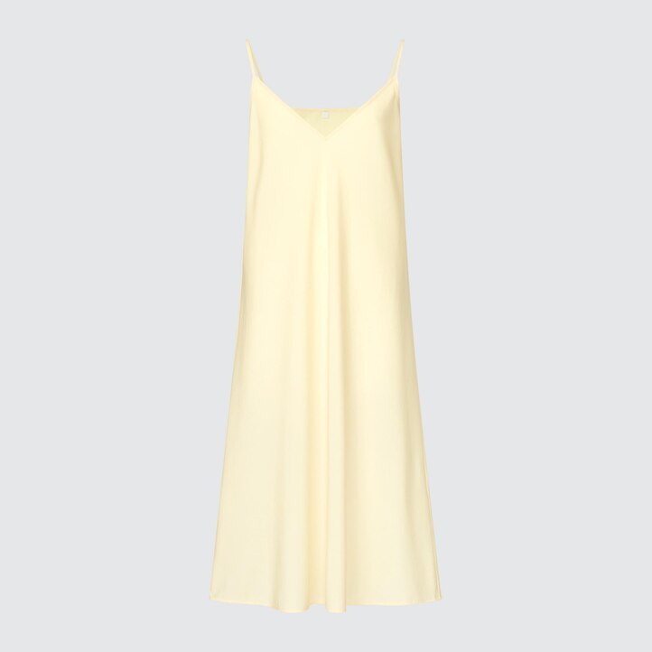 UNIQLO Chiffon Pleated Long Sleeved Dress Gul | 04TCKHNXF