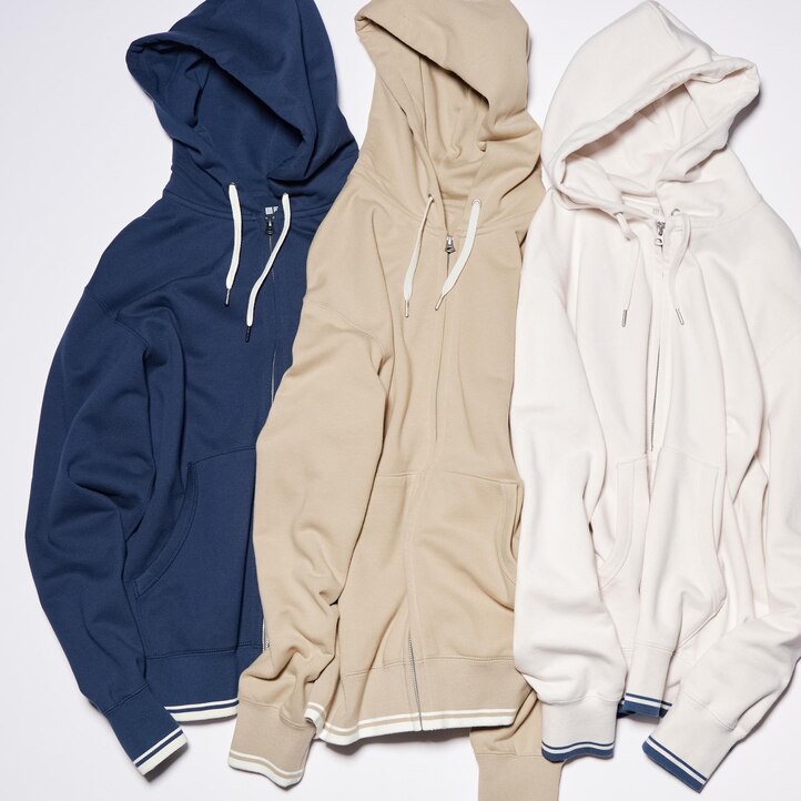 UNIQLO Colour Block Zipped Hoodie Hvite | 13SEKYWFL