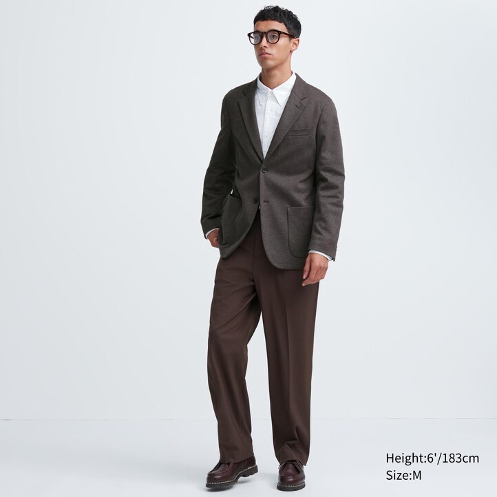 UNIQLO Comfort Patterned Blazer Jacket Mørke Brune | 86THIGBMD