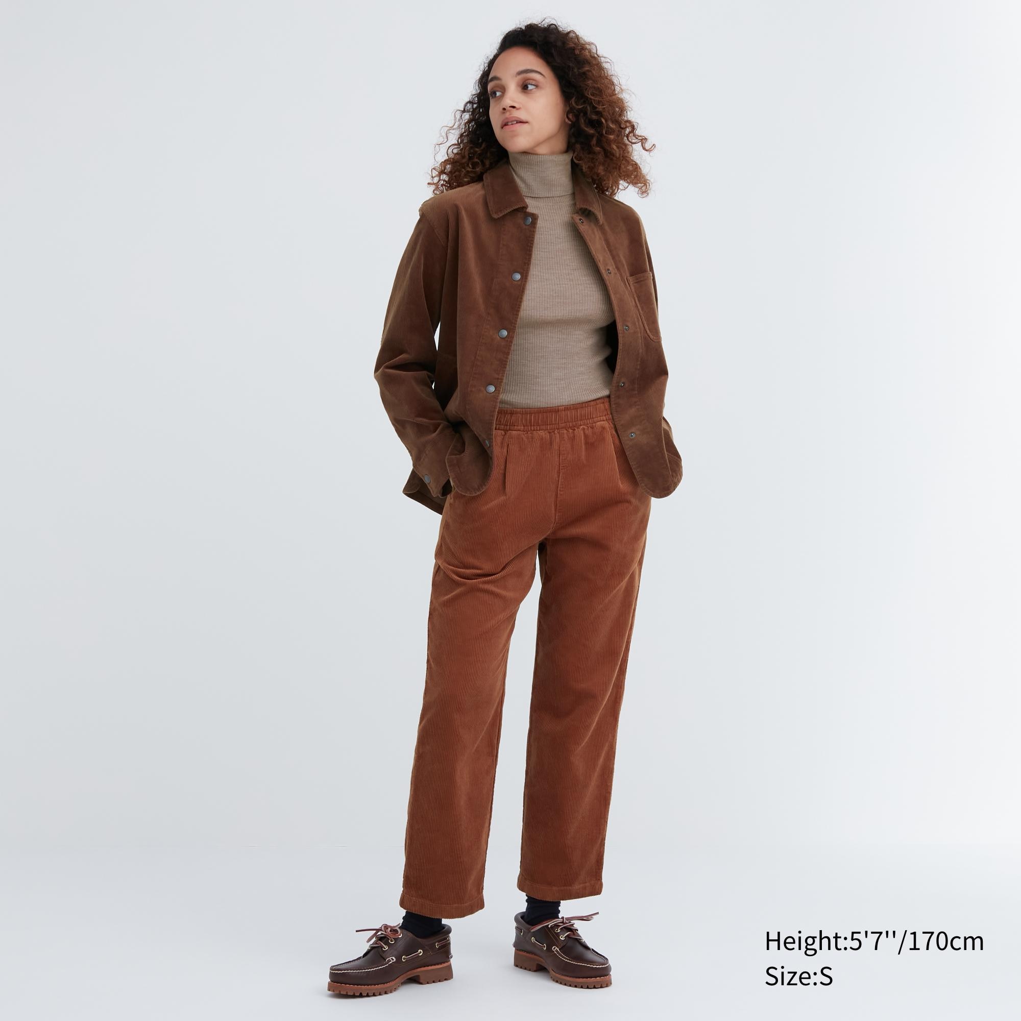 UNIQLO Corduroy Relaxed Fit Ankle Length Trousers Brune | 80AJRUMFB