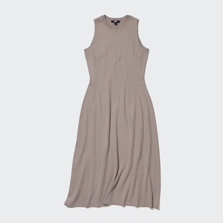 UNIQLO Cotton Blend Knit Sleeveless Dress Rød | 65BOXHAZJ