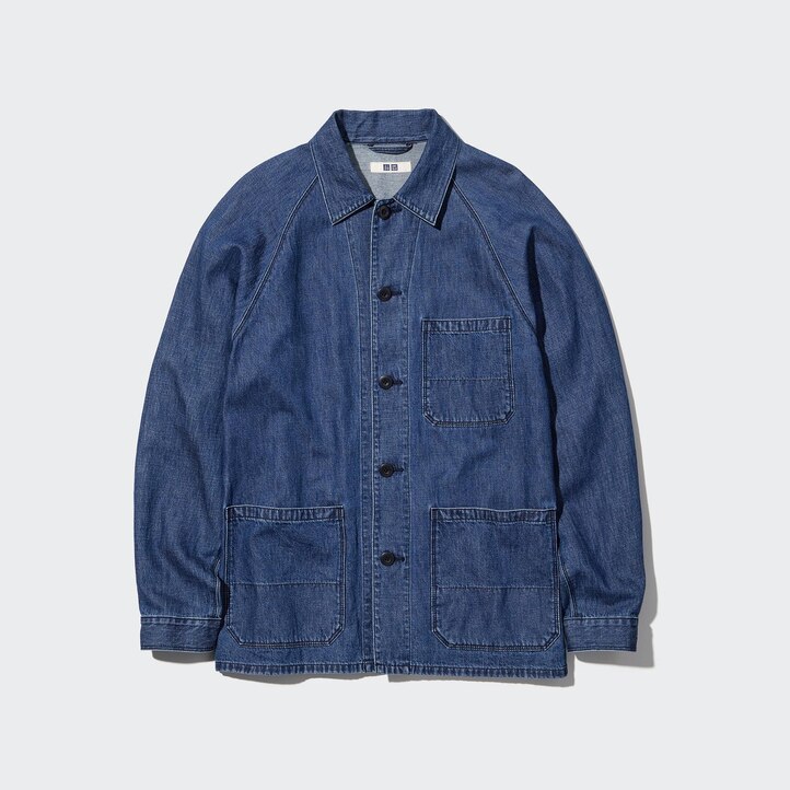 UNIQLO Cotton Linen Blend Utility Jacket Blå | 13KFWTQAC