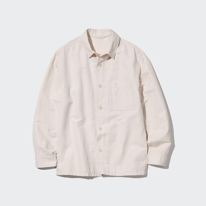 UNIQLO Cotton Linen Overshirt Olivengrønne | 65OPDAQNK