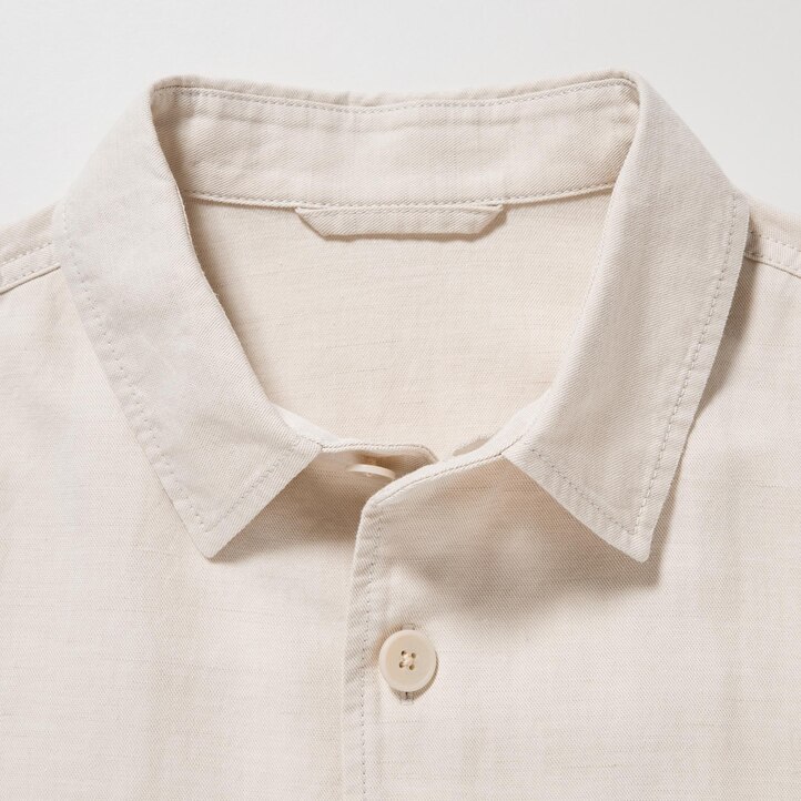 UNIQLO Cotton Linen Overshirt Olivengrønne | 65OPDAQNK