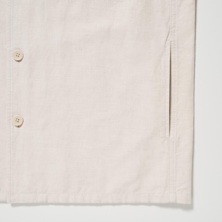 UNIQLO Cotton Linen Overshirt Olivengrønne | 65OPDAQNK