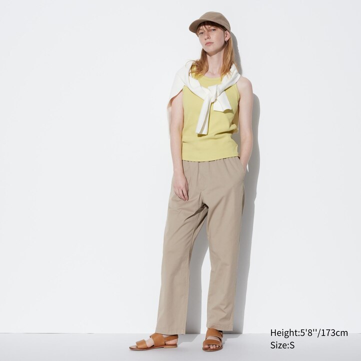 UNIQLO Cotton Relaxed Fit Ankle Length Trousers Mørke | 46LSKEPWH