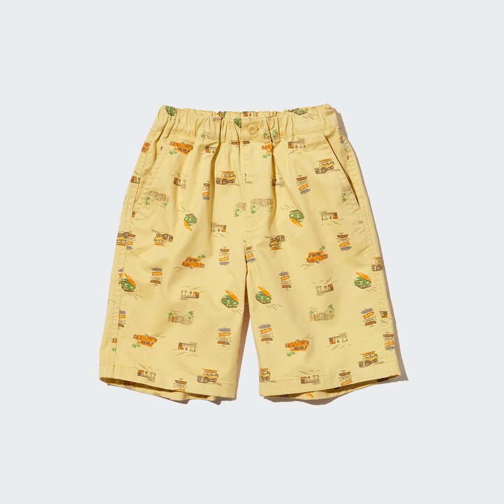 UNIQLO Cotton Stretch Printed Easy Shorts Gul | 24HPCDJEG