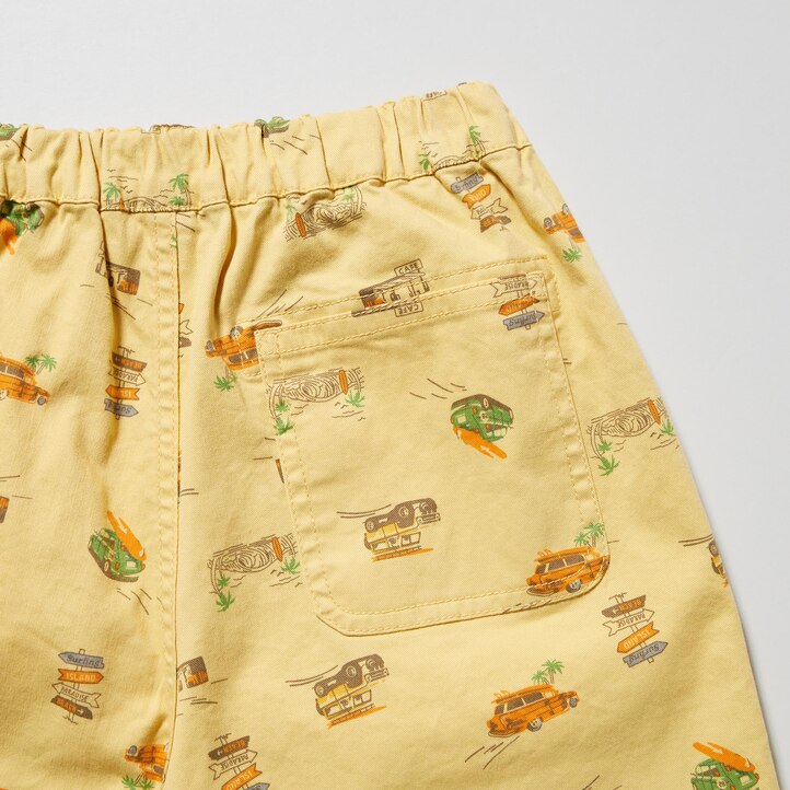 UNIQLO Cotton Stretch Printed Easy Shorts Gul | 24HPCDJEG