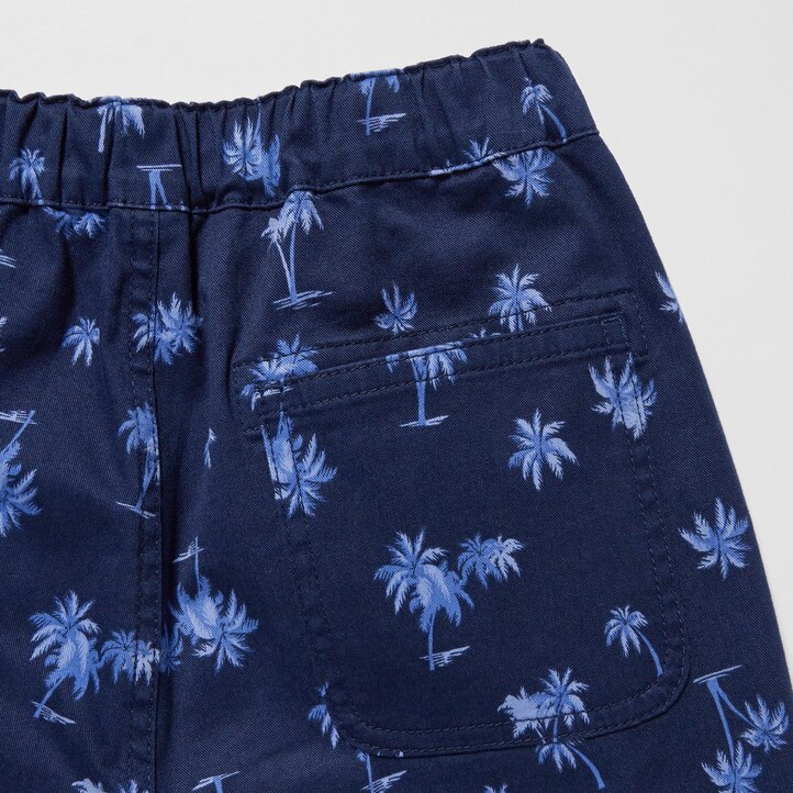 UNIQLO Cotton Stretch Printed Easy Shorts Marineblå | 52WCHOEZL