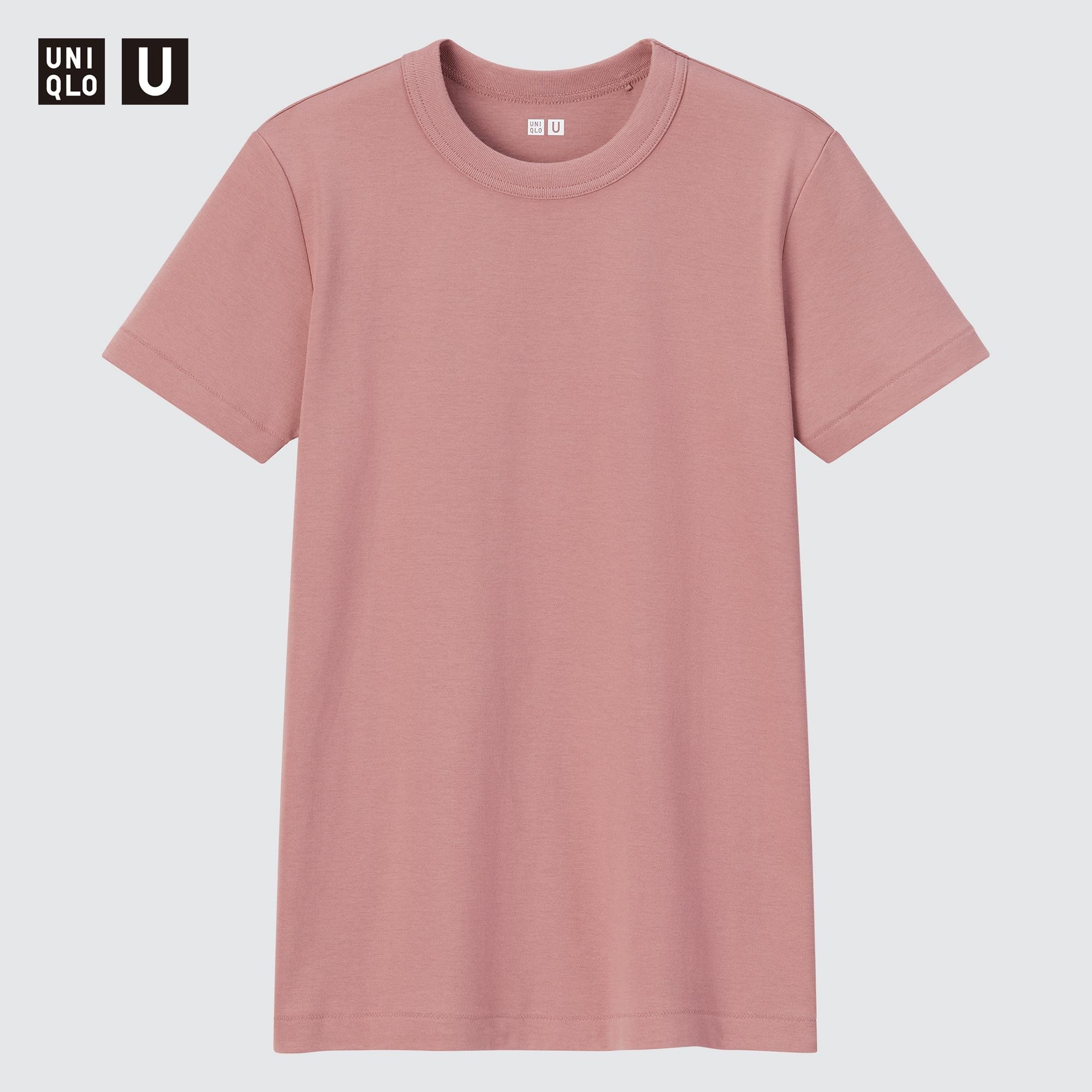 UNIQLO Crew Neck Short Sleeved T-Shirt Rosa | 61CWNIKLU