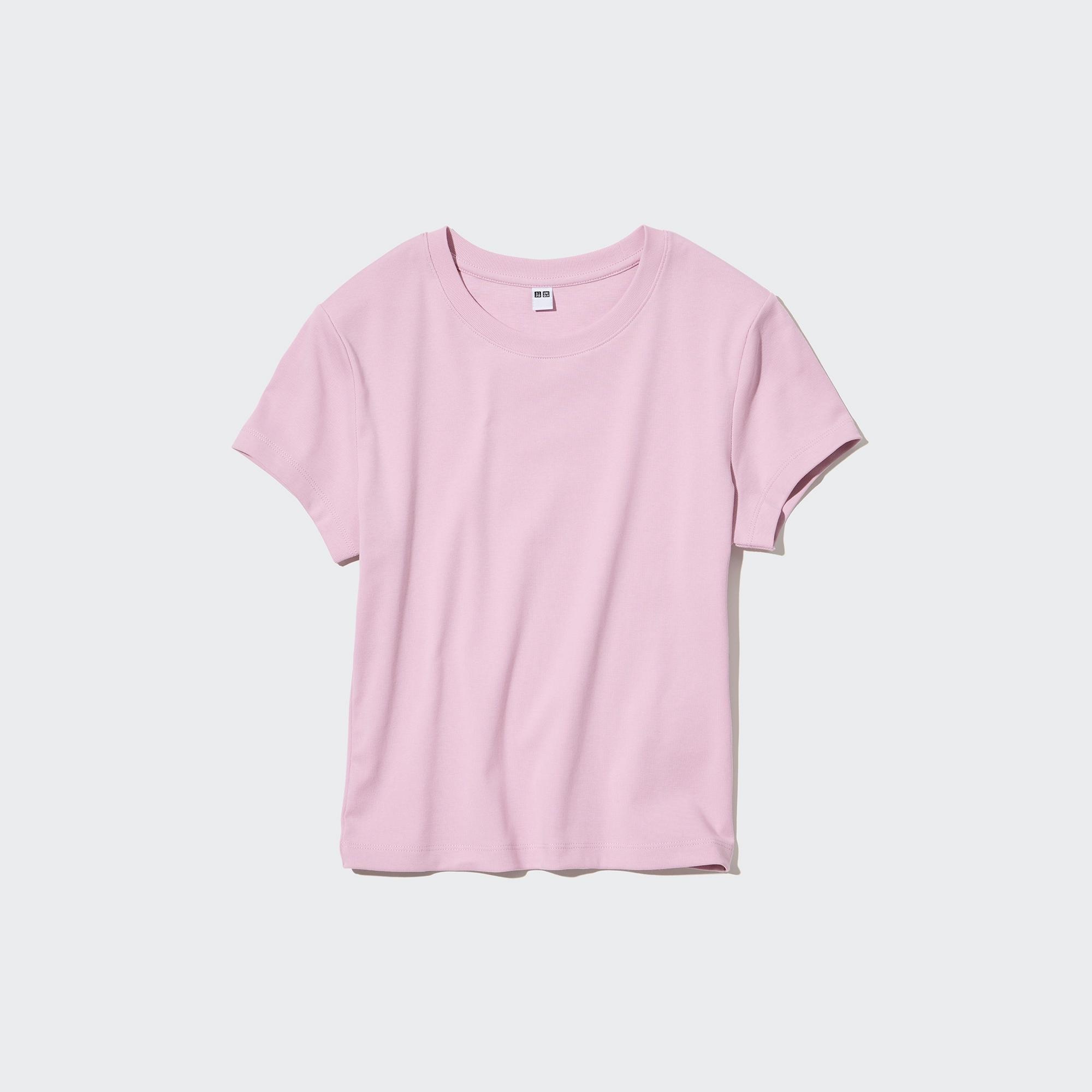 UNIQLO Cropped Fit Short Sleeved T-Shirt Rosa | 78CFDESBA