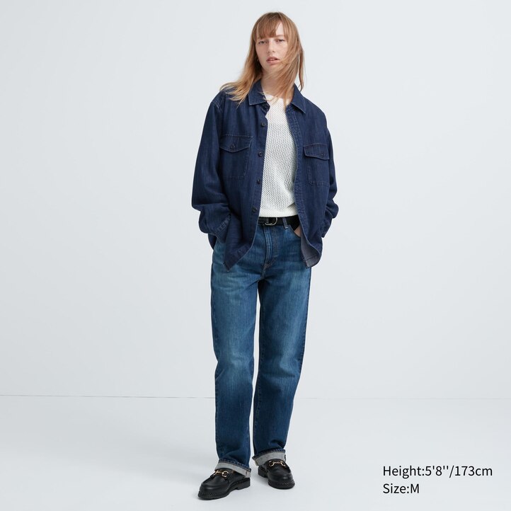 UNIQLO Denim Oversized Utility Overshirt Blå | 91CYKIHMP