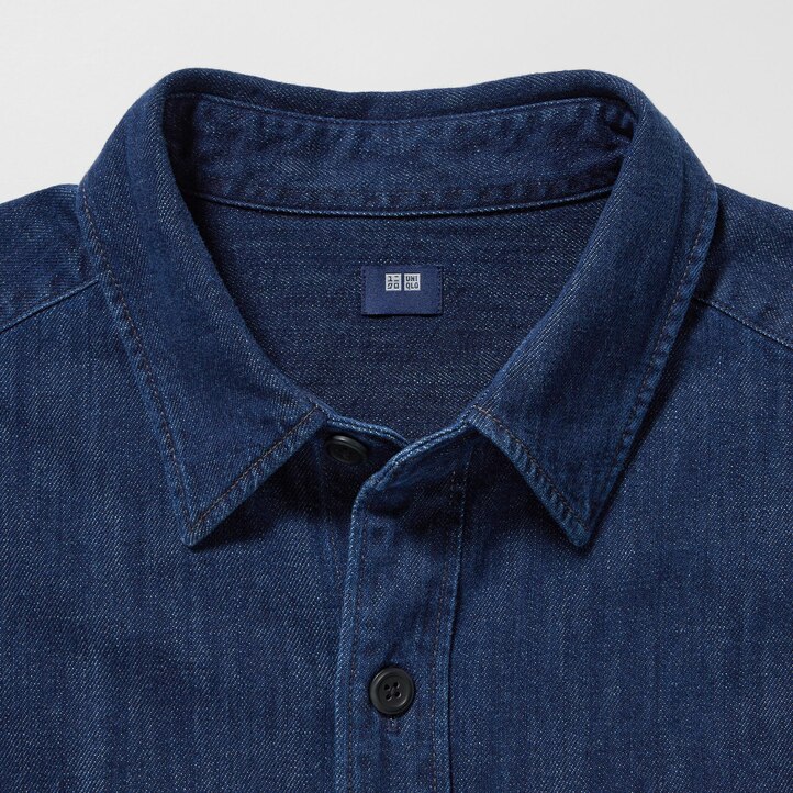 UNIQLO Denim Oversized Utility Overshirt Blå | 91CYKIHMP